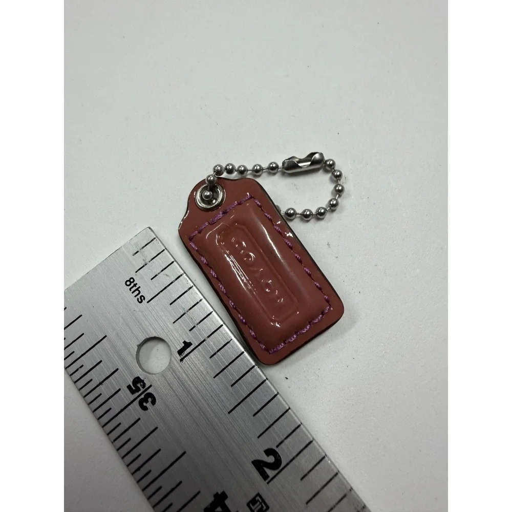 Coach Mauve Patent Leather Purse Hangtag Replacement Silver Ball Chain